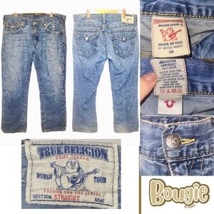True Religion World Tour Straight Leg Jeans Mens 36 Vintage Y2K USA